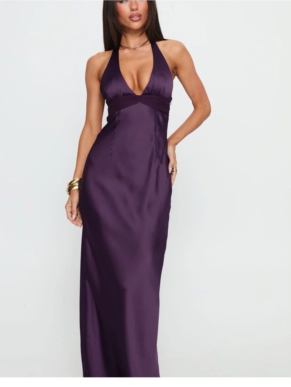 Nwt Princess polly Rosaminta Halter Maxi Dress Plum size 2